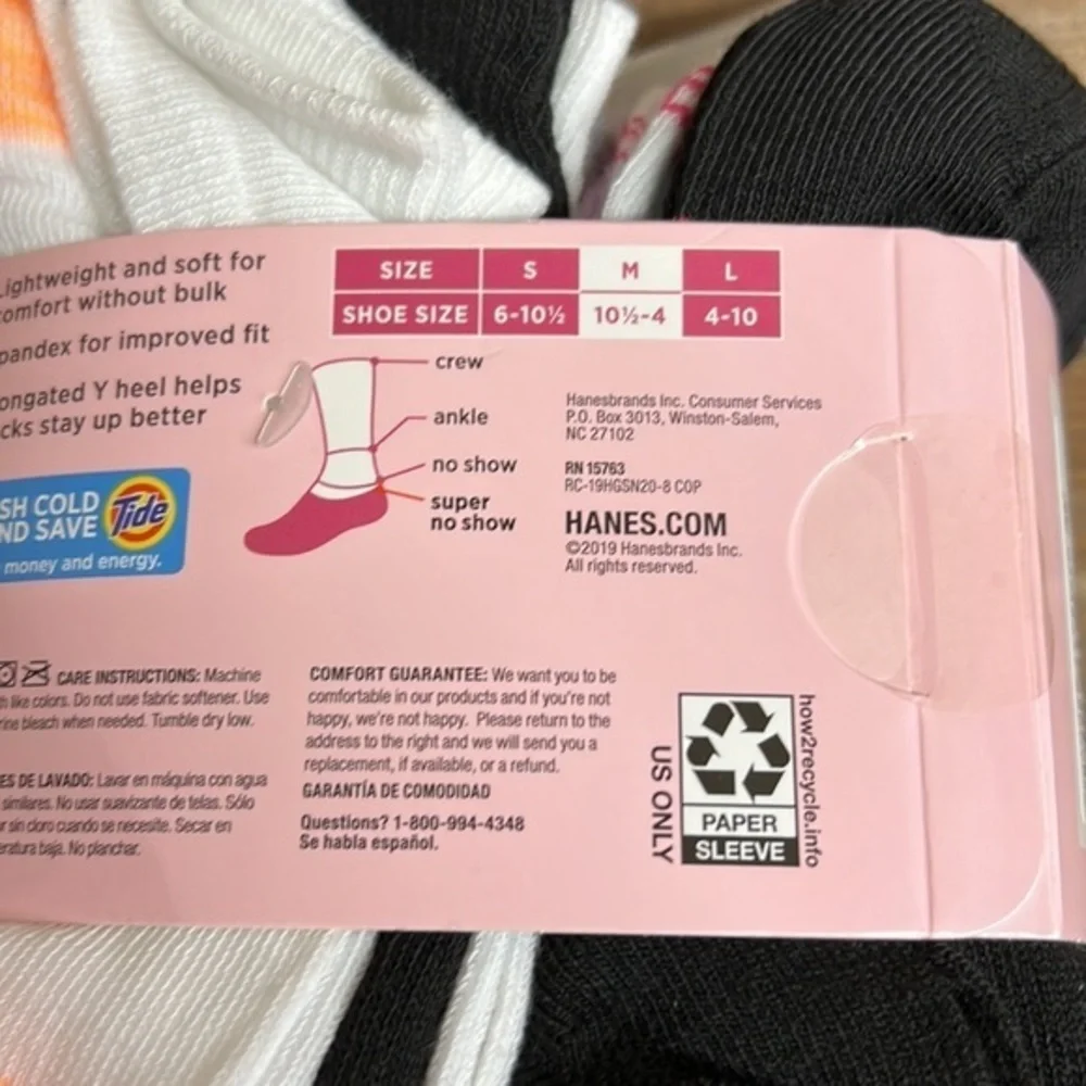 Hanes‎ Girls Super No Show Socks Bundle of 19 Pairs New Shoe Size 10.5-4